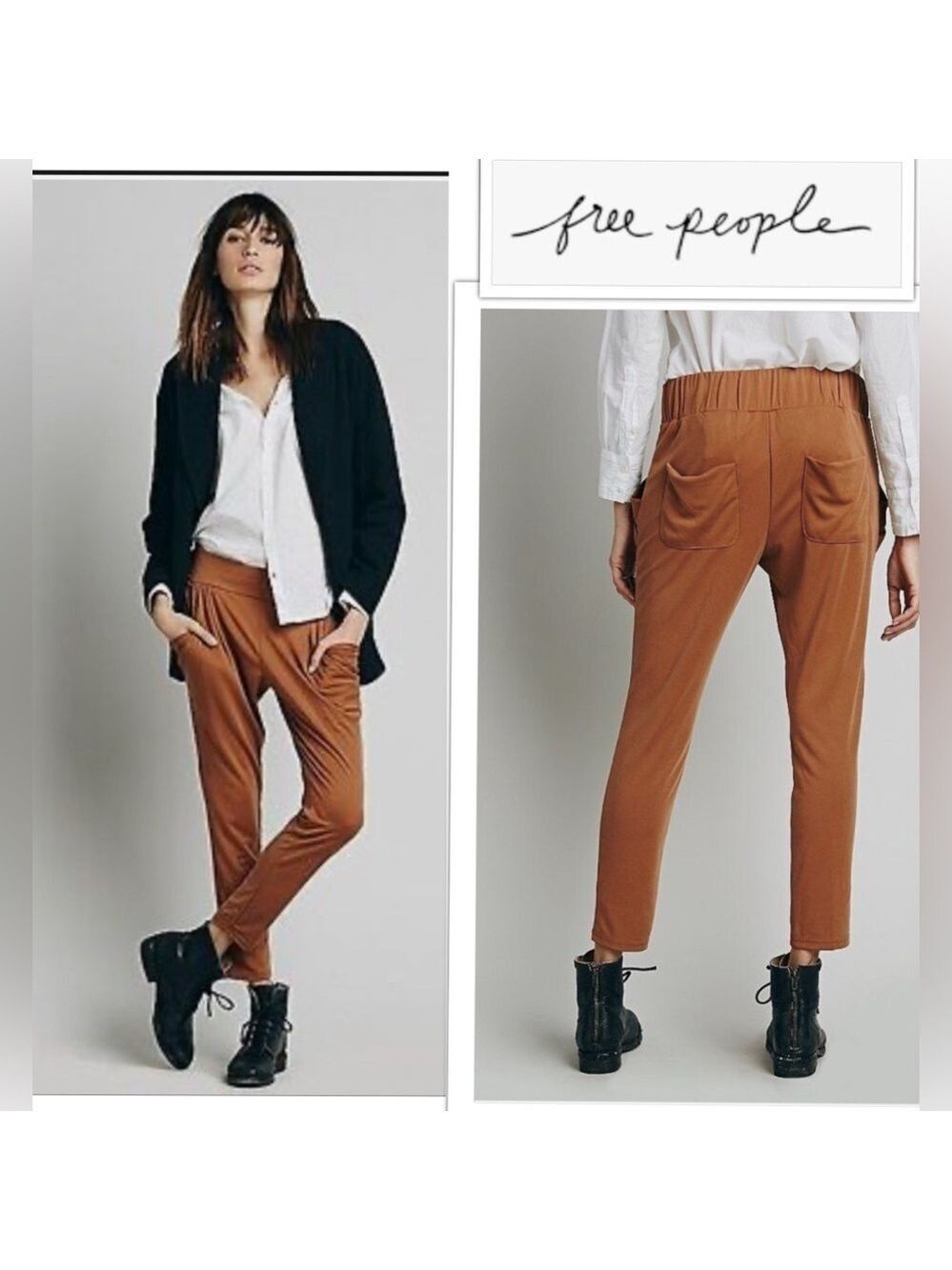 Free People Scandi Girl Drapey Pocket Buttery Soft Lagenlook Pants size Medium